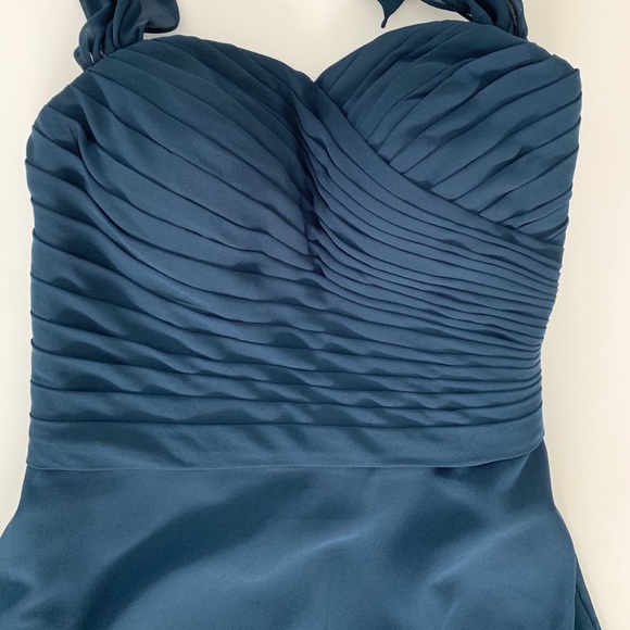 Azazie Chiffon Halter Dress (Navy Blue) - Picture 5 of 7